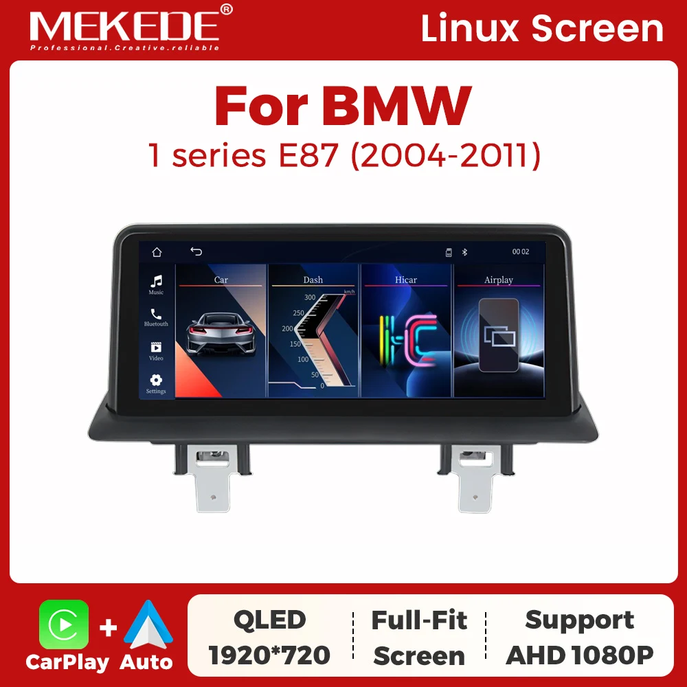 MEKEDE EU-Lager Schneller Versand Linux-System Für BMW 1er E81 E82 E87 E88 10,25 Zoll QLED Touchscreen Autoradio CarPlay Kabellos Android Auto GPS Navigation Multimedia Player Zentraleinheit Auto