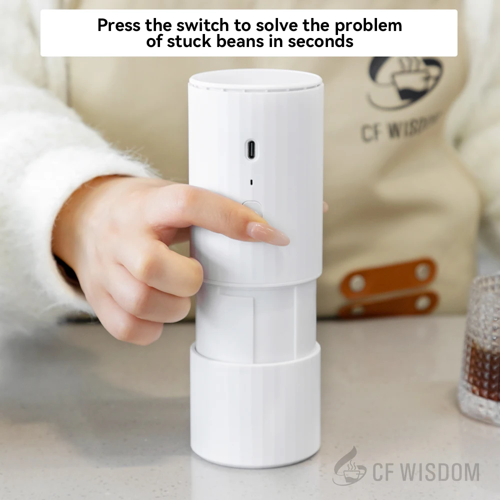 

CF WISDOM Ceramic Electric Coffee Grinder Ultra Long Standby 30g Bean Storage Ceramic Five-Star Burr Espresso Pour-Over Travel.