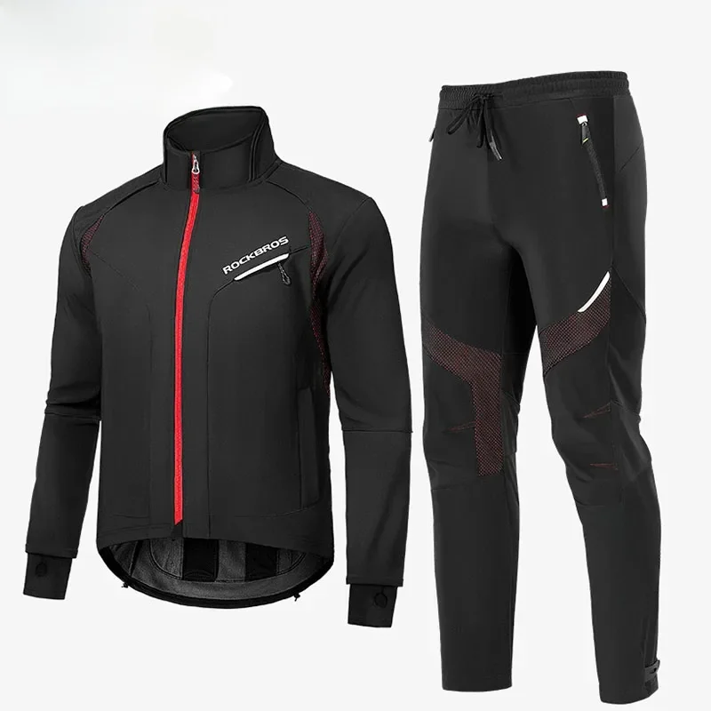 ROCKBROS Zimowy zestaw rowerowy Termiczna odzież rowerowa Jednolita odzież rowerowa Mężczyźni Kobiety Utrzymuj ciepło Wiatroszczelna koszulka Zestaw kombinezonu rowerowego — zdjęcie 2