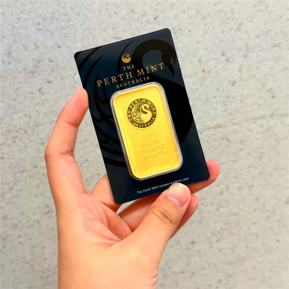 Barra de oro de 1 onza de Australia, serie B, empaque sellado con número de serie independiente, núcleo de latón, bloque de oro falso, colección artesanal.