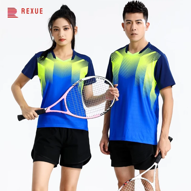 Camisa de tenis de bádminton para hombre y mujer, camisetas de Ping Pong de secado rápido, camiseta transpirable de manga corta con estampado 3D, 2023