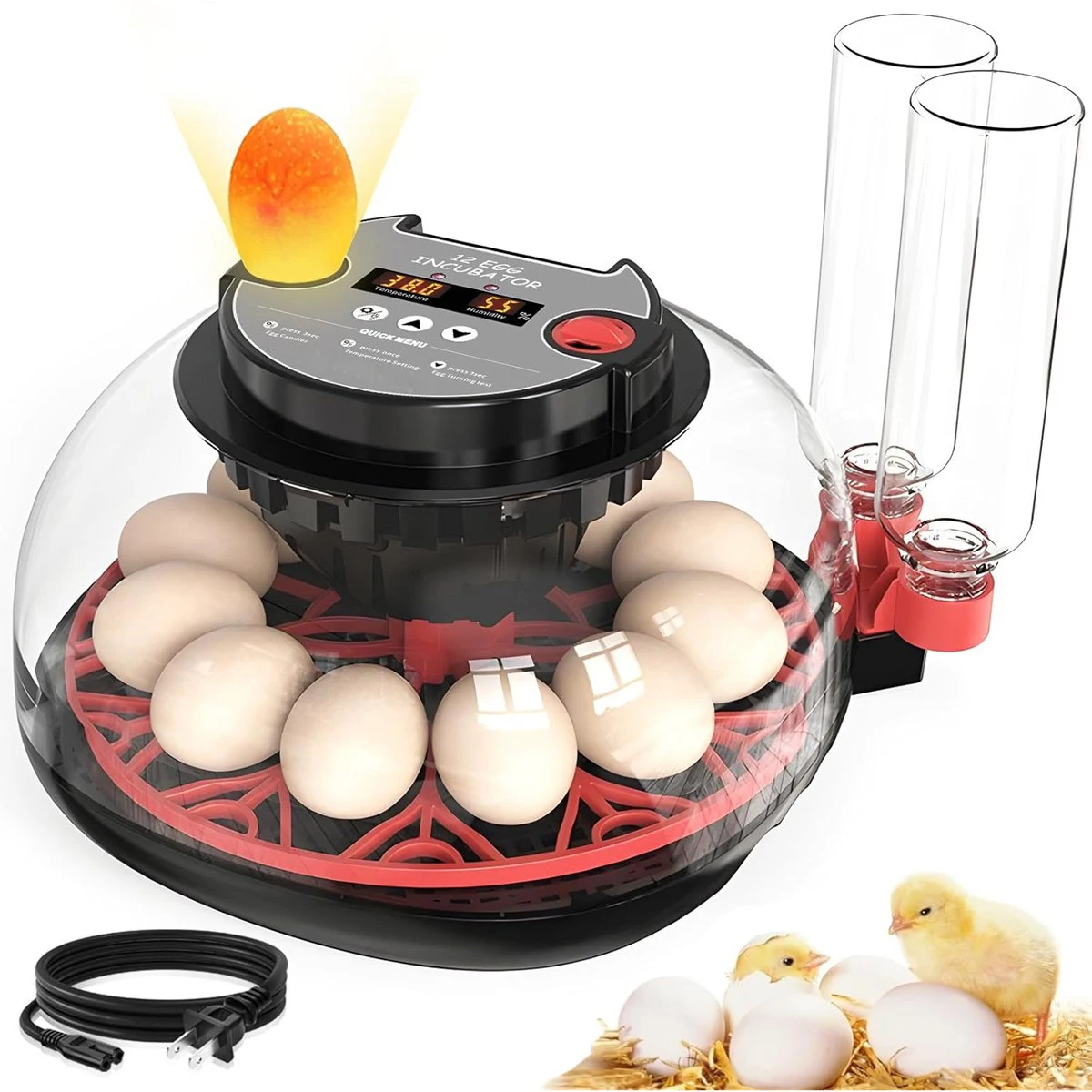12 Egg Incubator Automatic Turning Digital Hatcher for Chicken Quail Duck Poultry Eggs