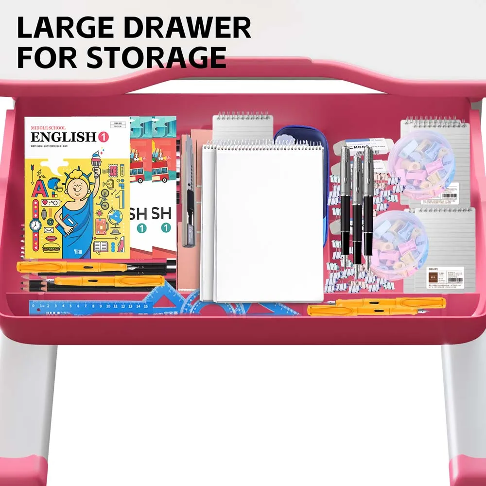 Kids Study Desk Adjustable Height Drafting Table with Chair Tilt Desktop LED Lamp Multi-Function Tables and Chairs for Children