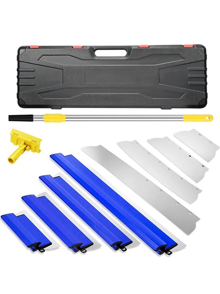 4/5 Stuks Putty Drywall Skimming Blade Set 25/40/60/80 Cm Muur Stukadoors Gereedschap Skimming Blade Gereedschap met Verlengstuk Doos - afbeelding 2
