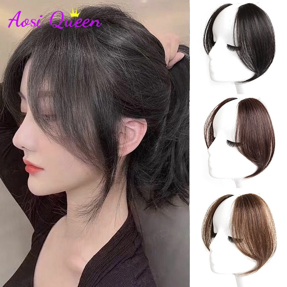 AS  Long Bangs Two Side Fringe Black Brown Natural Hair Extension Front Hair Piece Clip In Extensions Overhead Bang False Hair