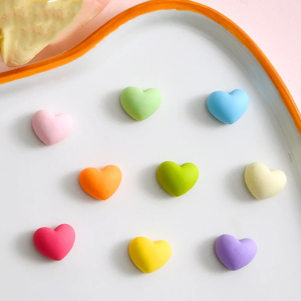 10 pièces 10x13mm série coeur coloré résine Flatback Cabochons pour épingle à cheveux Scrapbooking bijoux à bricoler soi-même artisanat décoration accessoires