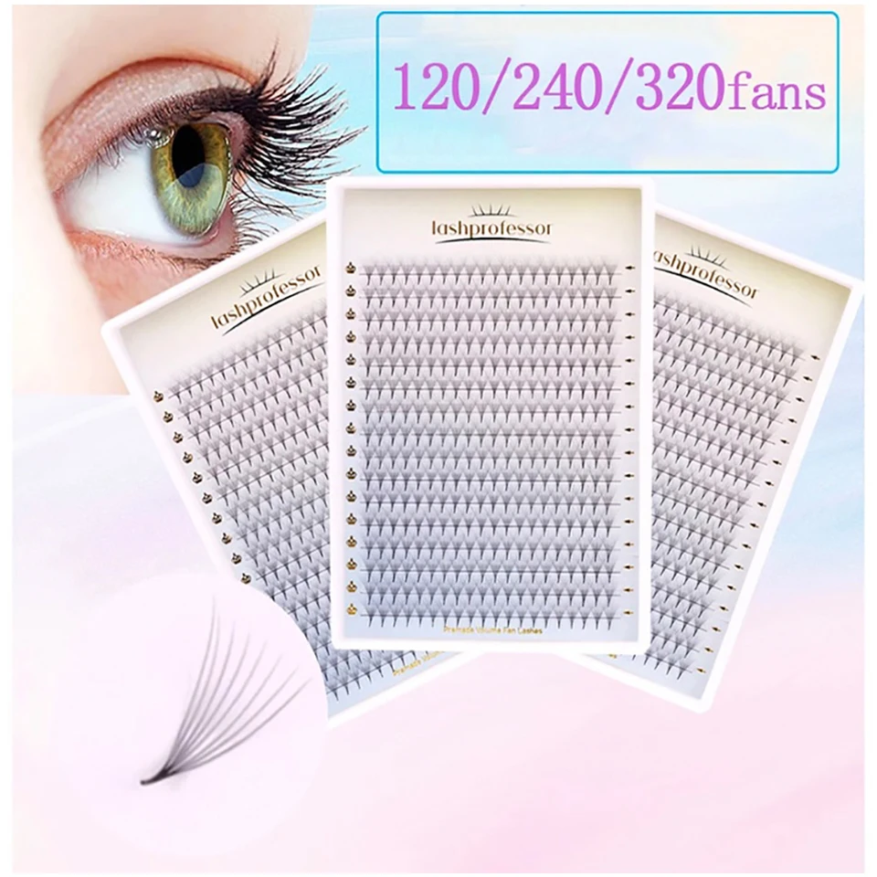 Premade Volume Fans 3D/4D/5D/6D/8D/10D/12D/14D Sharp Narrow Base Eyelashes Cilia Promade Russian Pointed Stem Eyelash Extensions