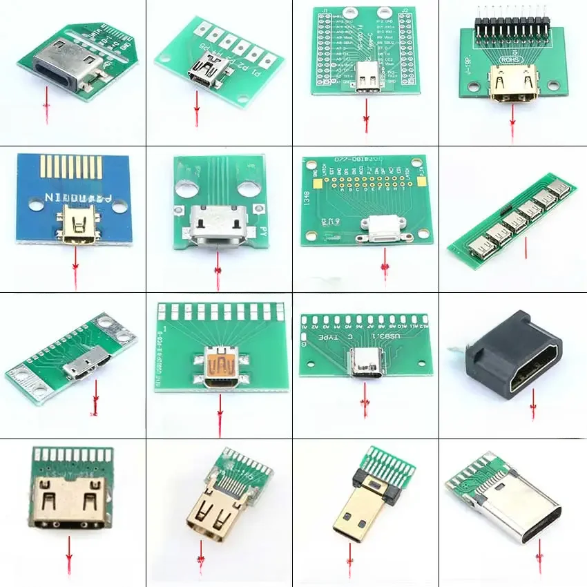 1 sztuk dla iPhone 5 5S 6 type-c HDMI USB 2.0 3.0 Micro Mini USB żeńskie złącze do DIP PCB konwerter Adapter Breakout Board — zdjęcie 2