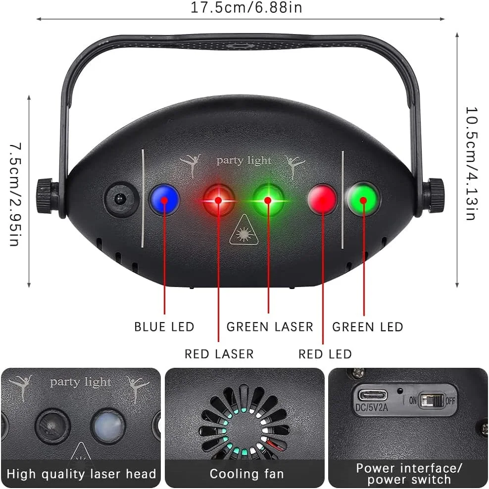 جهاز عرض نمط ديسكو ليزر RGB للحفلات ، إضاءة مسرحية ، حفلة عيد الميلاد ، تأثير النادي الداخلي ، ديكور العطلة ، دي جي #5