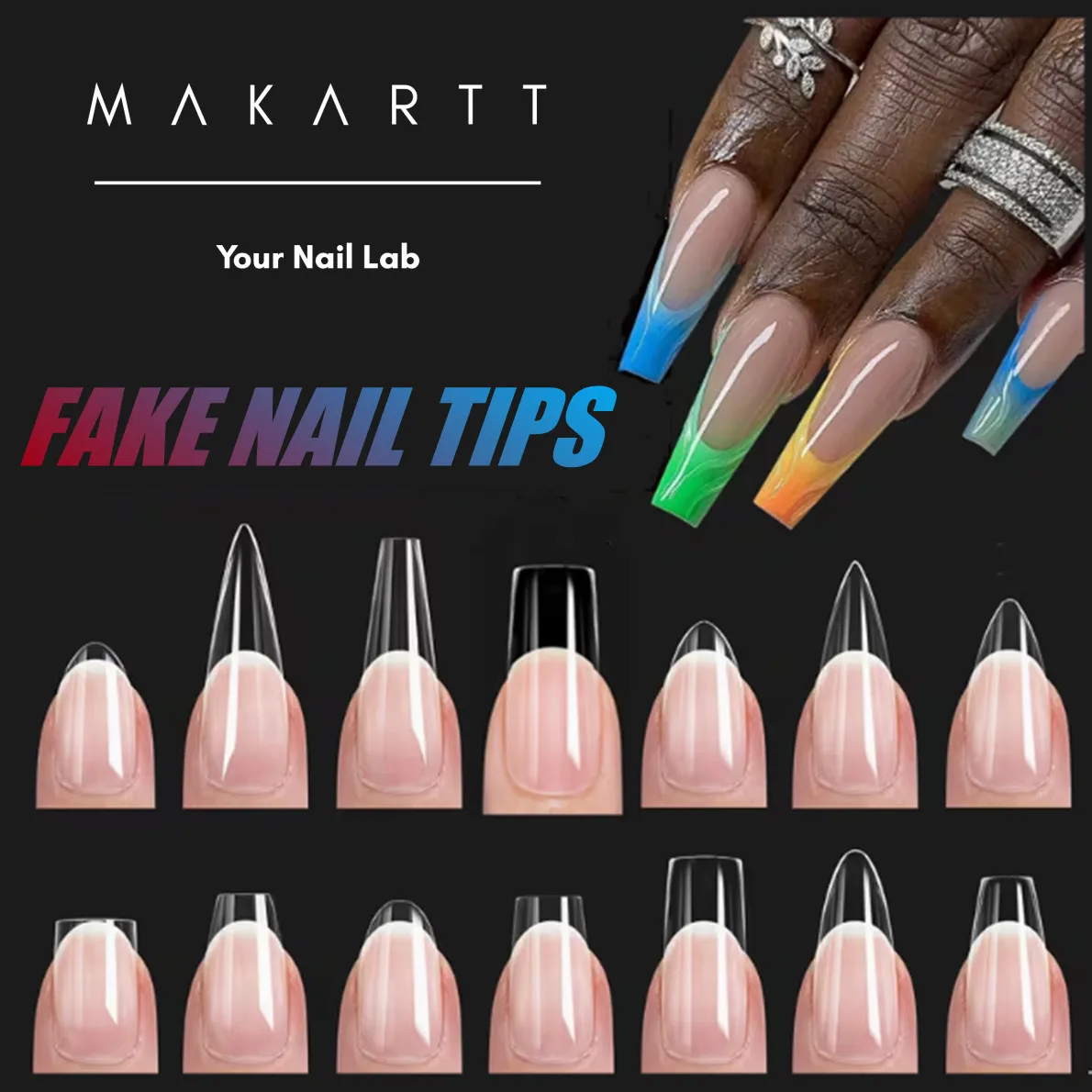 Makartt 500ชิ้นเล็บปลอมเจลใสสำหรับโลงศพเล็บปลอมอะคริลิคธรรมชาติเล็บนักบัลเล่ต์เล็บกดบนเล็บ