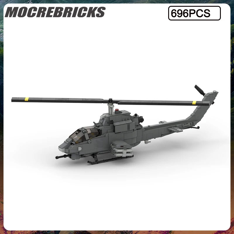 WW II Military Series Armed Aircraft AH-1 Cobra Assembling Building Blocks Model Kit DIY Children's Toys Christmas Gifts