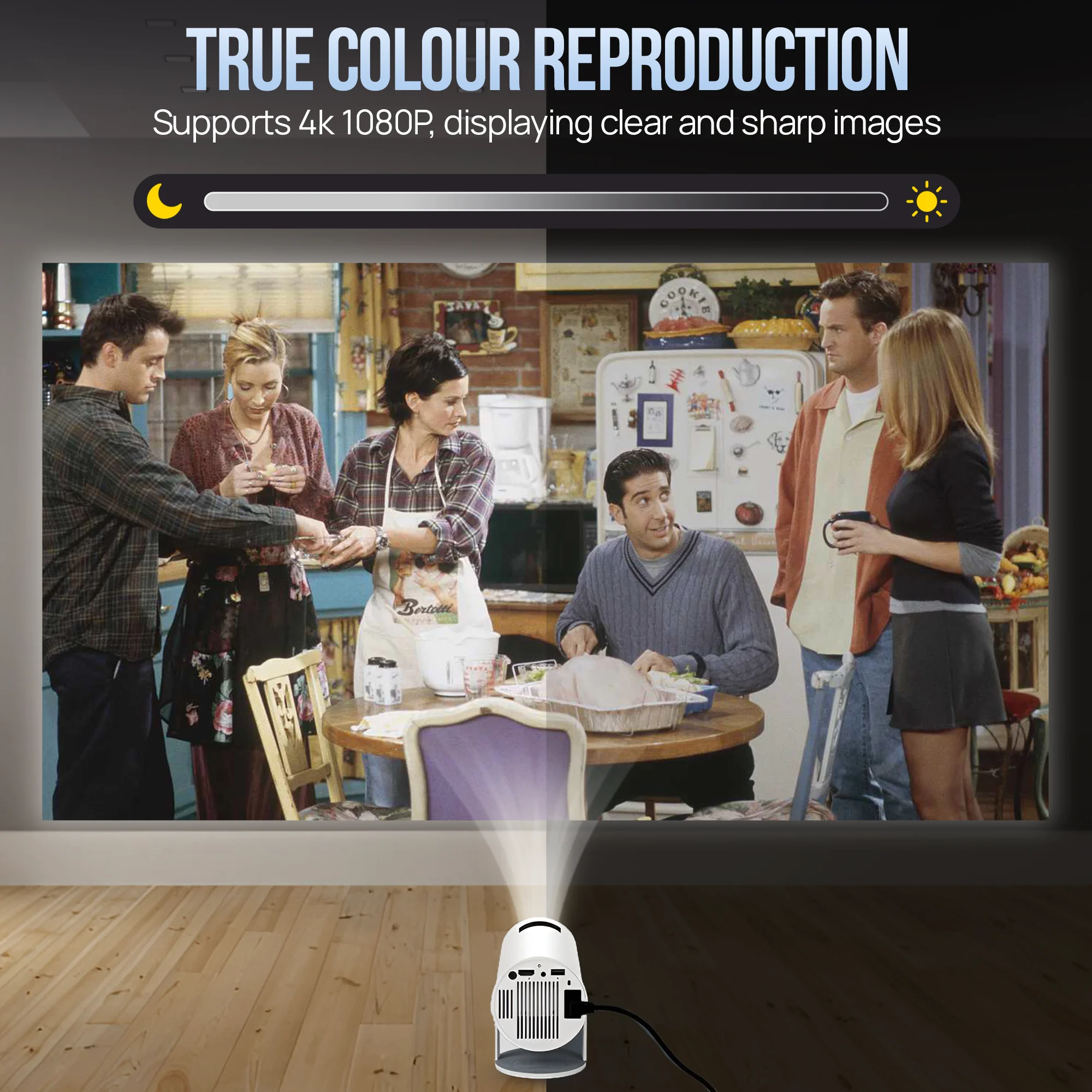 Upgraded Projector with WiFI 6 and Bluetooth Mini Portable Smart Video Theater 4K HD 1080P Suitable for Outdoor Home Android