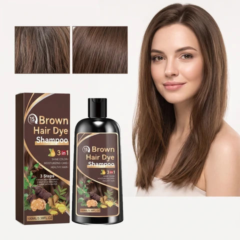 100ML Herbal Brown Hair Dyeing Shampoo Nourishing Scalp Repairing Damaged Hair Moisturizing Enhance Gloss Easy To Rinse Volumizing Smoothing Hair Dye Shampoo