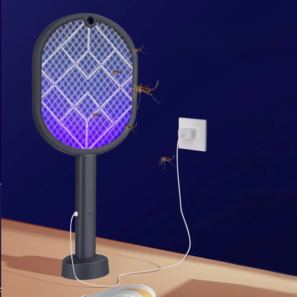 Raquette à moustiques électrique 2 en 1, aste par USB, angle réglable, pour tuer les insectes volants, chauve-souris
