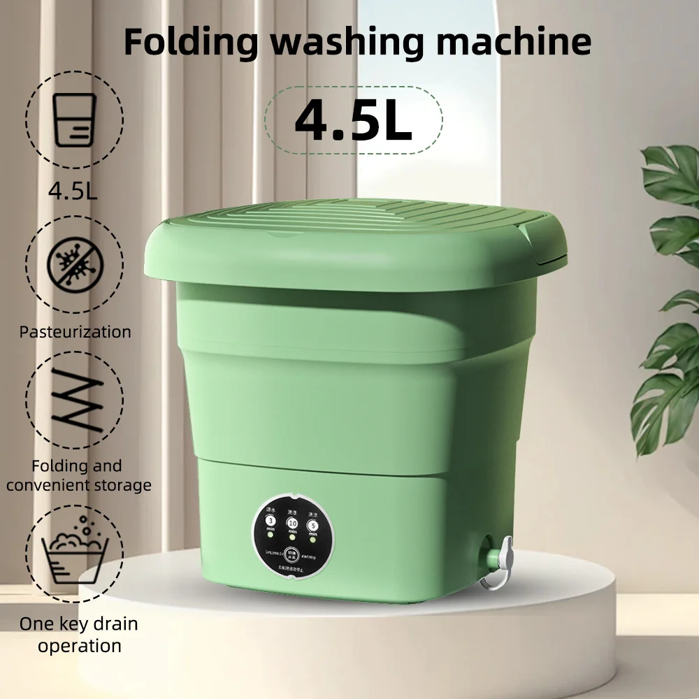 4.5L Portable Small Foldable drinking Machine with Spin Dryer For sstocks Underwear Panties clean house Mini shopping Machine