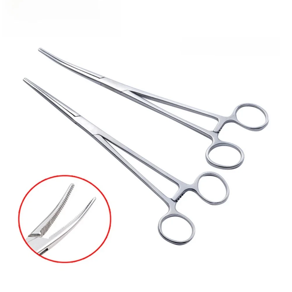 Roestvrijstalen borgtang Arteriële chirurgische clips Gebogen rechte vishaaktang Hemostatische pincet Handgereedschap - afbeelding 2
