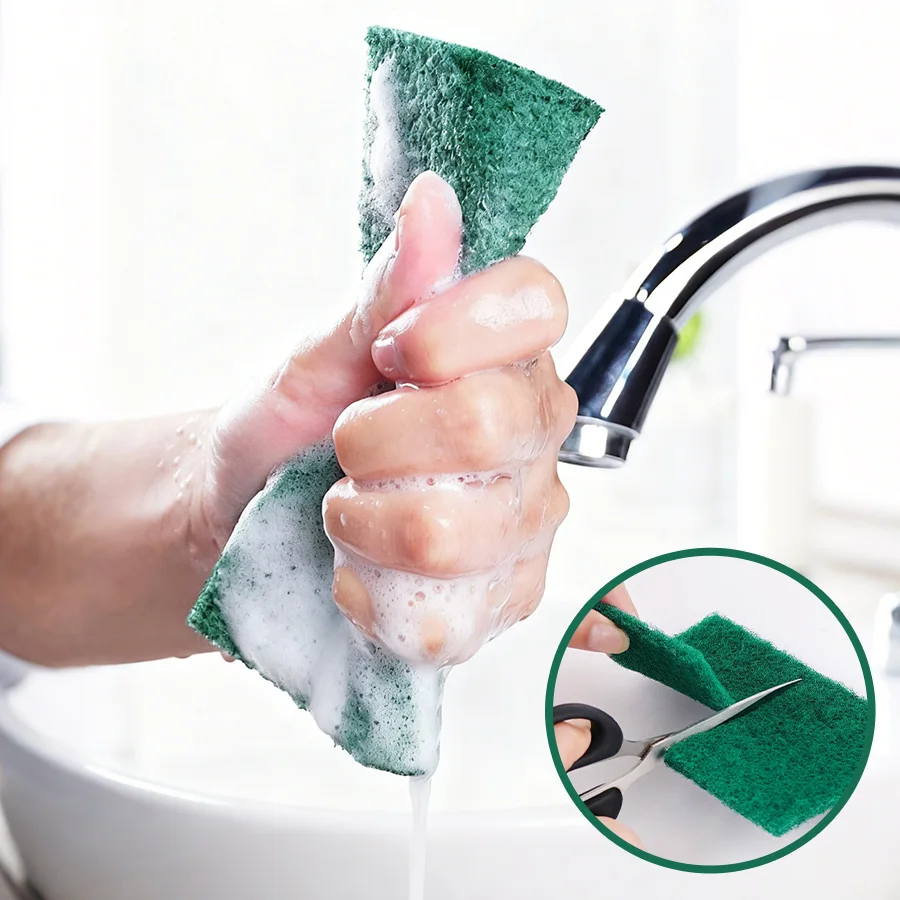 ชุดฟองน้ำทำความสะอาดอเนกประสงค์ 10 ชิ้น ตัวช่วยครัวในวันคริสต์มาส! ขจัดคราบไขมัน/น้ำมันฝังแน่น ขัดล้างจาน กระทะ อ่างล้างจาน