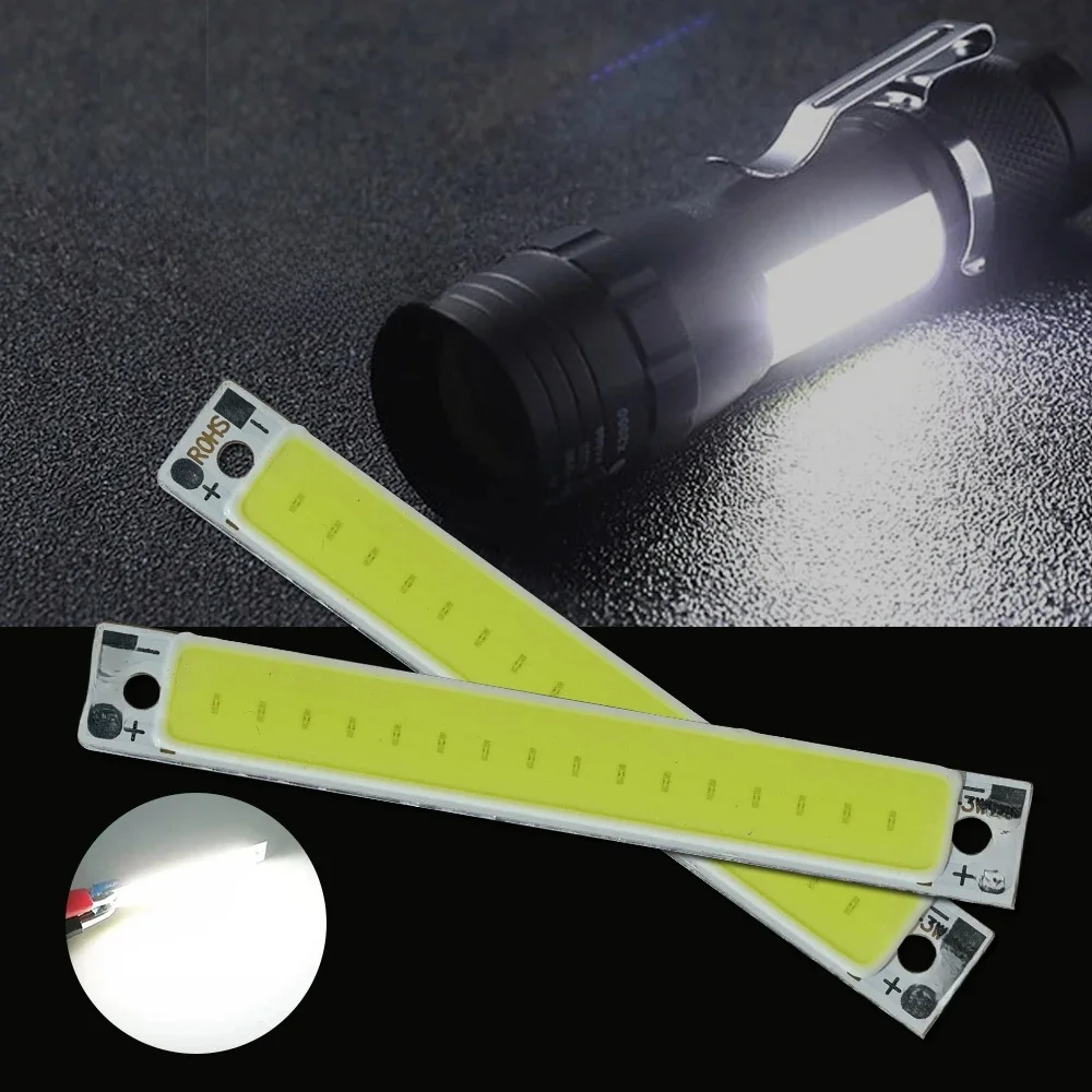 AliExpress OTdiode 1-10pcs 3V 3.7V DC 60x8mm LED COB Strip 1W3W Cold White 6500K Chip On Board 700mA COB LED light source for DIY Bicycle work lamp