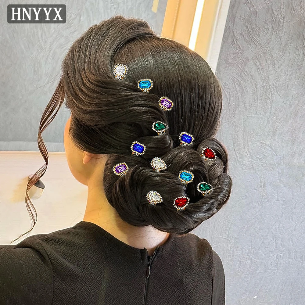 Hnyx-女性のヘアフォーク,結婚式のヘアクリップ,ラインストーン,ブライダルヘッドウェア,ファッション,a216,14色