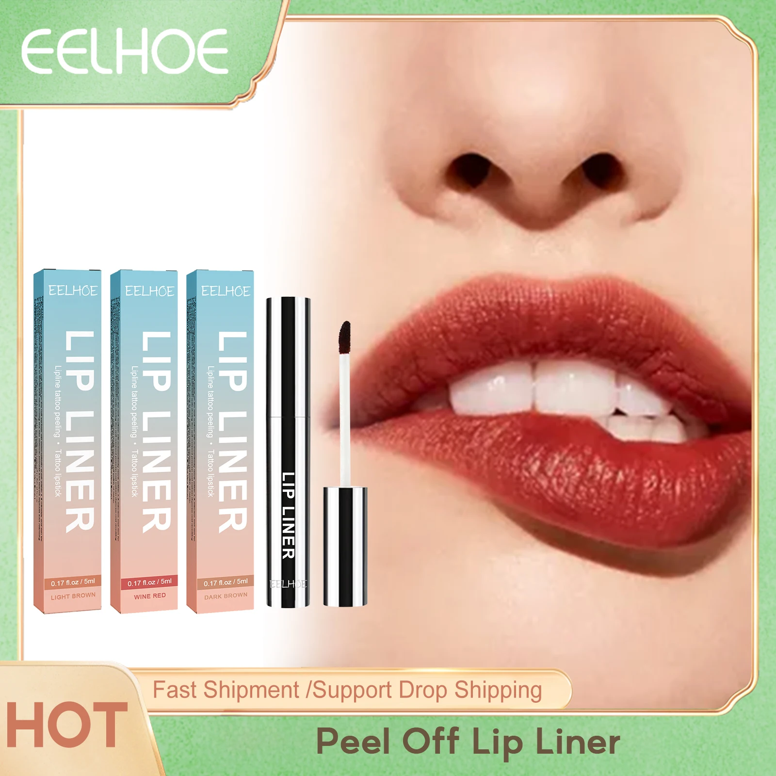 EELHOE-Peel Off Lip Liner Lipgloss, De Longa Duração, À Prova D' Água Plump Stick, Marcador de Mancha, Lip Liner Líquido, Lápis De Maquiagem