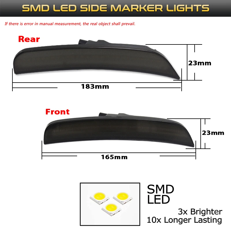 Feux clignotants avant et arrière à LED, feu de position, feu de stationnement ambre, garde-boue latéral, fusible 300, 2015-2021, 12V