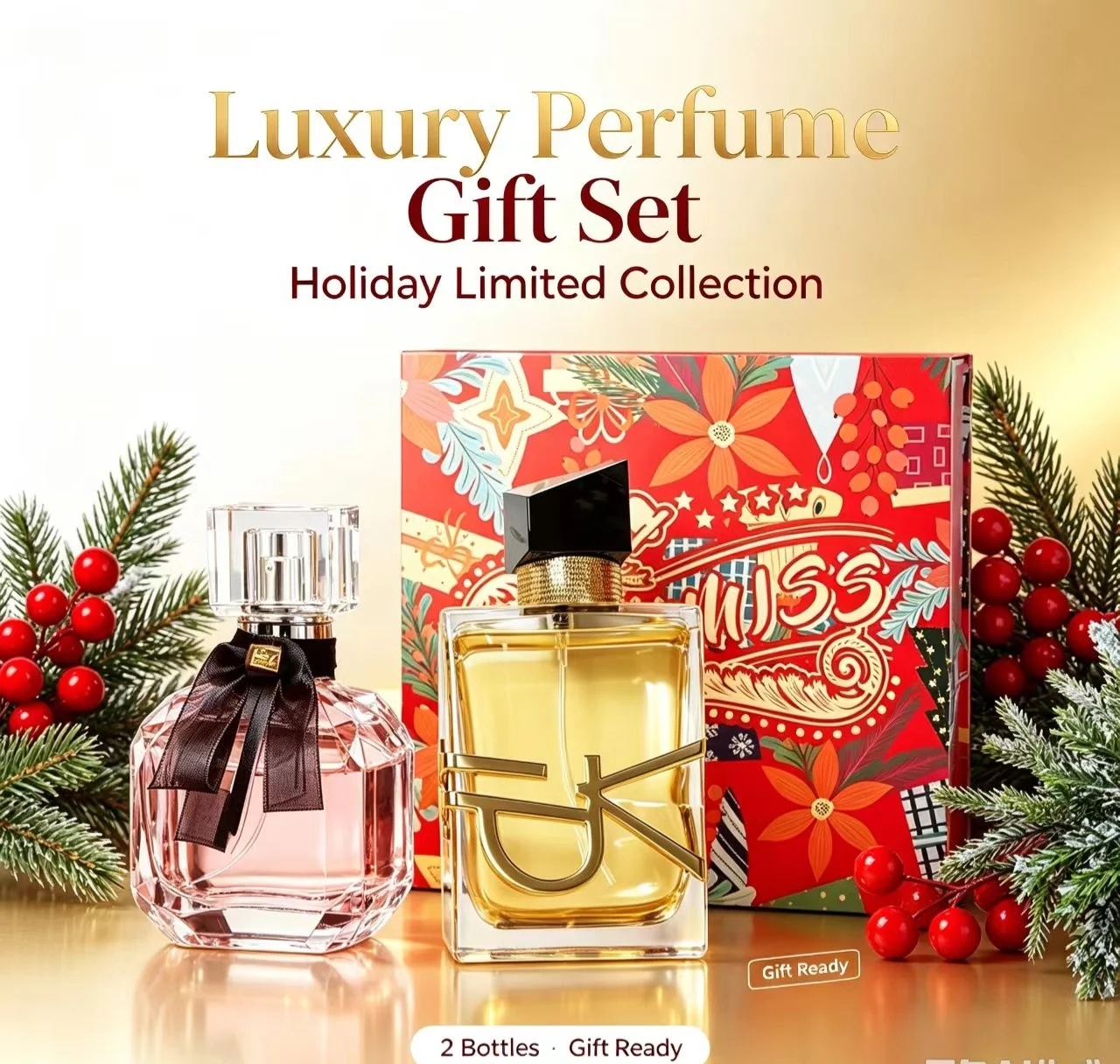 Elegante set de regalo con dos frascos de fragancia, aroma duradero para hombres y mujeres, el regalo perfecto para las fiestas, ideal para Navidad, cumpleaños o el Día de San Valentín.
