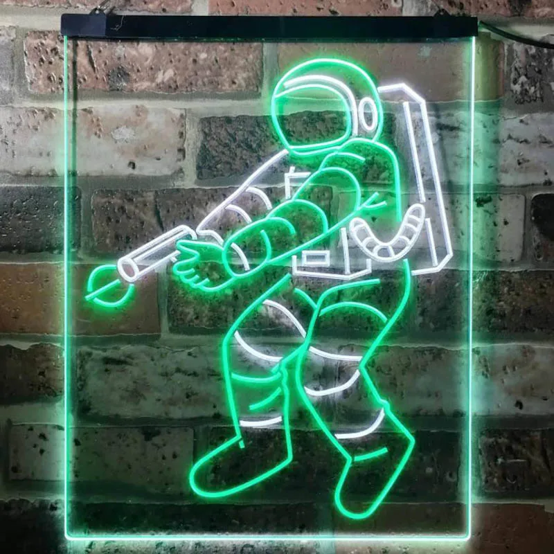 Astronaut Space Rocket Shuttle Custom Dual Color LED Neon Signs for Personalized Gift Luminous Lamp Shop Wall Game Room Decor