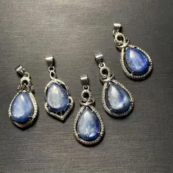 Drop Natural Blue Kyanite Pendant Necklace Fine Jewelry Handmade Stones Wholesale Healing Energy Gift Lucky Jewelry
