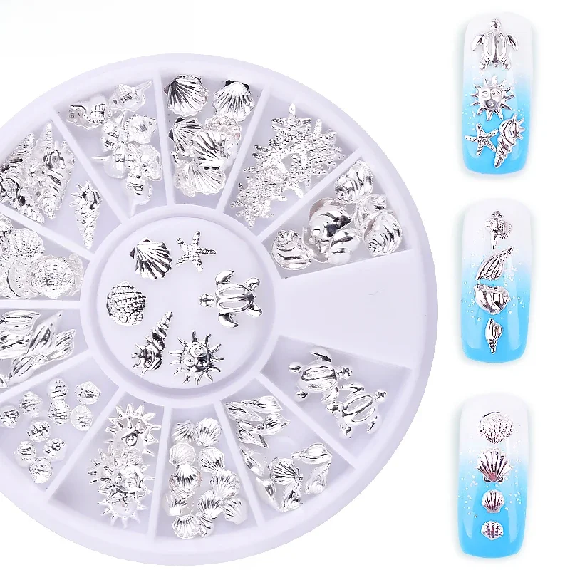 Nail Art Ocean Theme Metal 3D Studs Beads Sea Starfish Shell Biżuteria do dekoracji paznokci DIY — zdjęcie 2