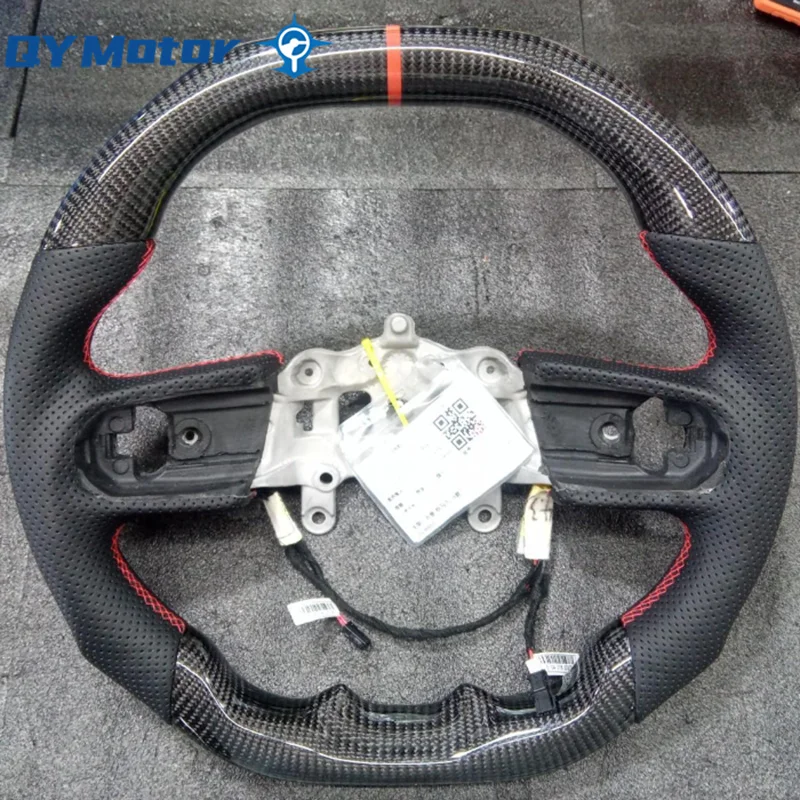 Volante de cuero de fibra de carbono para Jeep Wrangler JL, accesorio deportivo con calefacción, perforado, modelos 2018-2023