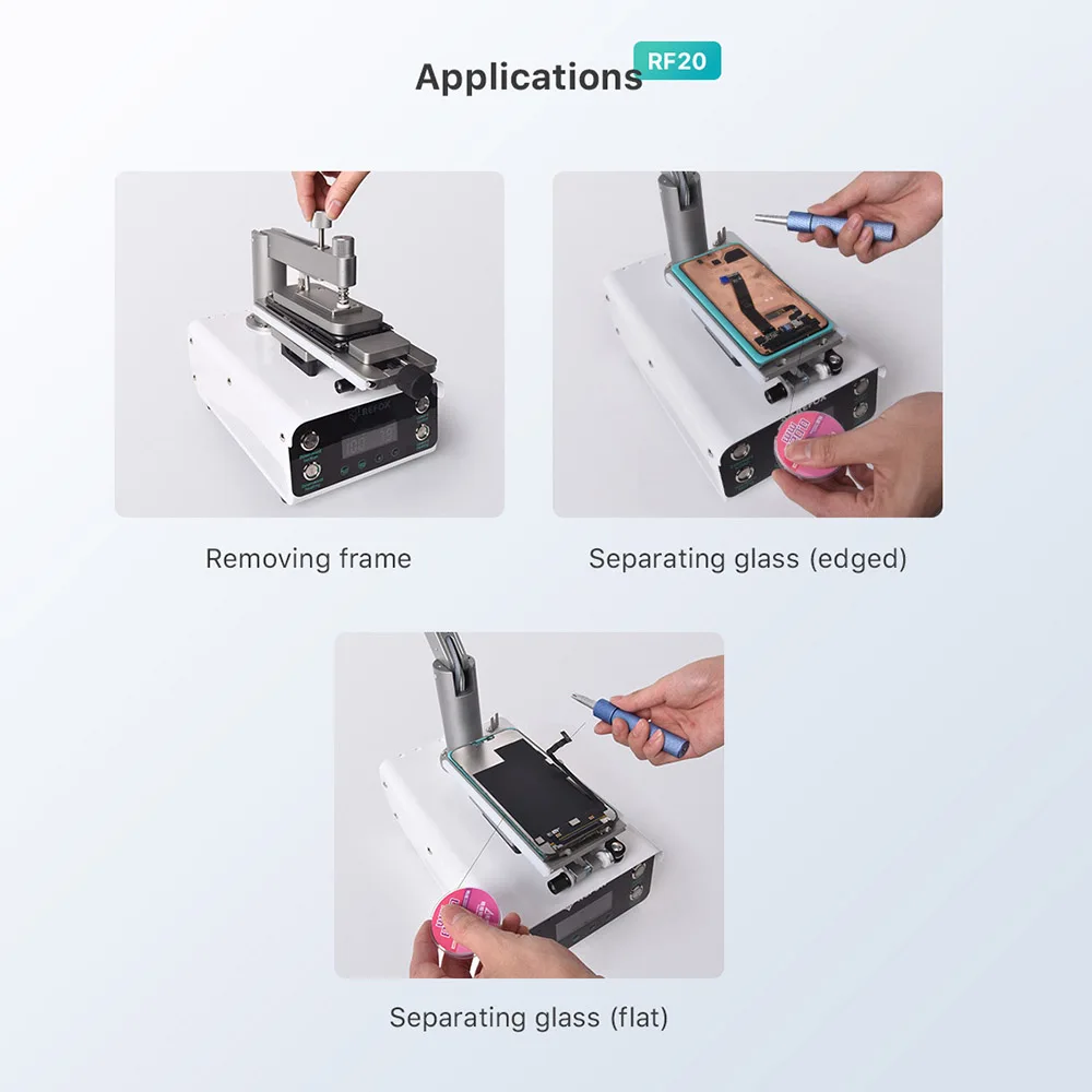REFOX RF20 Universal Screen Separating Machine with Dual-Stage Pump For Samsung S23Ultra Screen Glass Frame Reapir Tool Kits