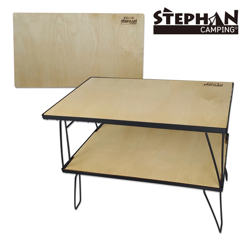 [Sent to Korea] Stefan Camping Cooler Stend-top-top-top-wood two-sided use of emotional camping table camping supplies shelf