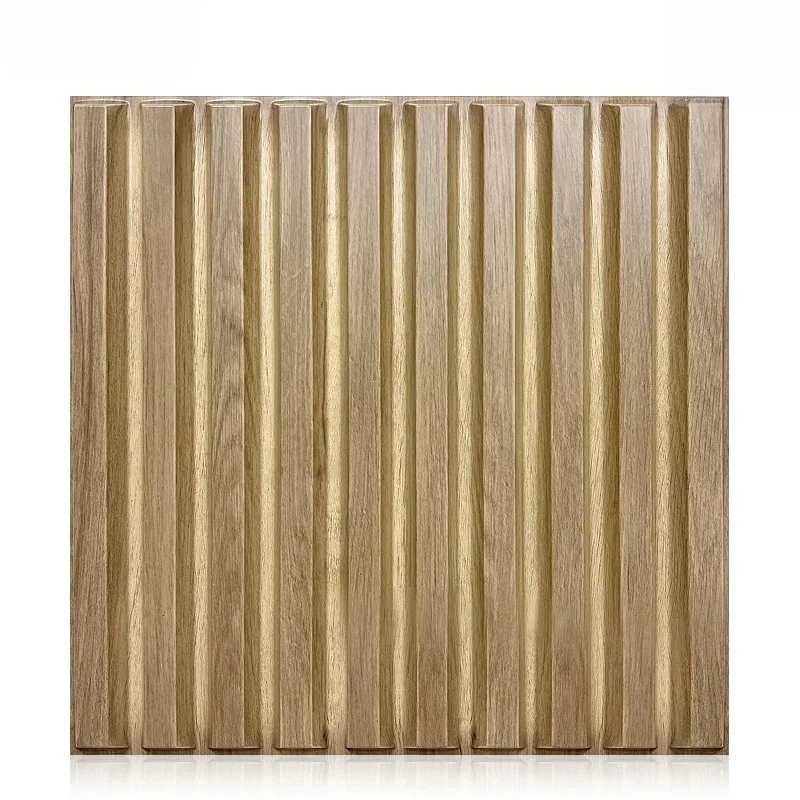 12 pièces 50x50cm Stiker dinding 3d, panneau dekorasi rumah dinding 3d, non auto-adhésif Kayu ukir berlian géométries potongan seni 3d