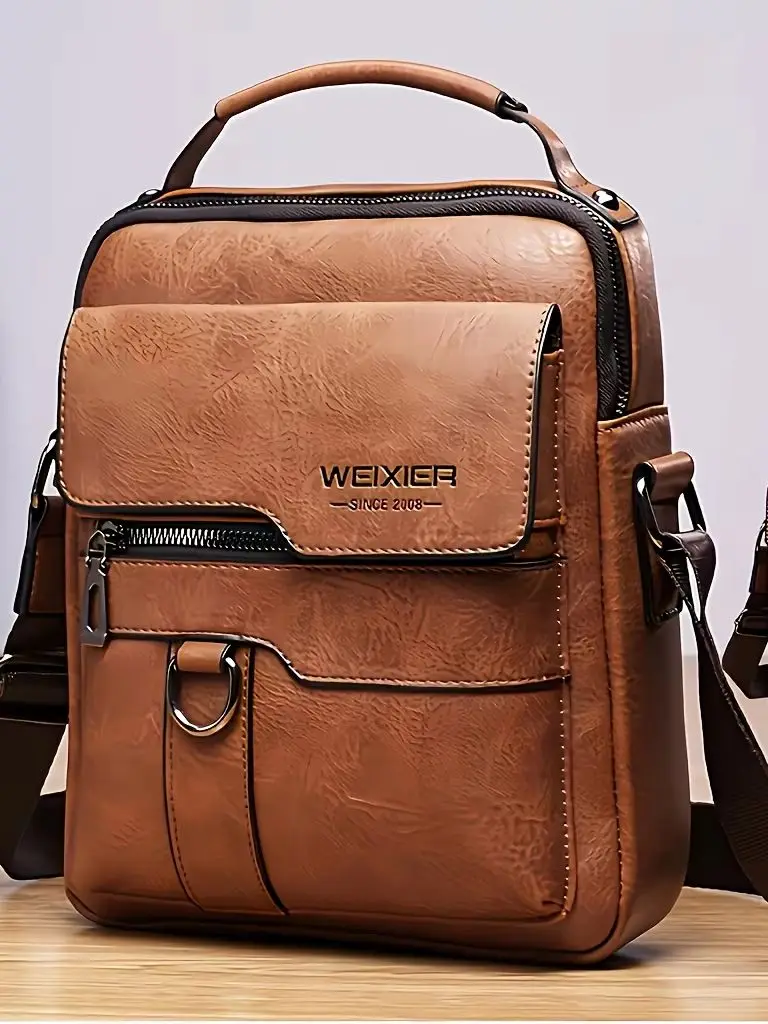 

New Men's Crossbody Bag, Vintage Street Style Large-Capacity Commuter Bag, Adjustable Shoulder Strap, Suitable for Business Travel and Daily Use, Perfect Father's Day Gift