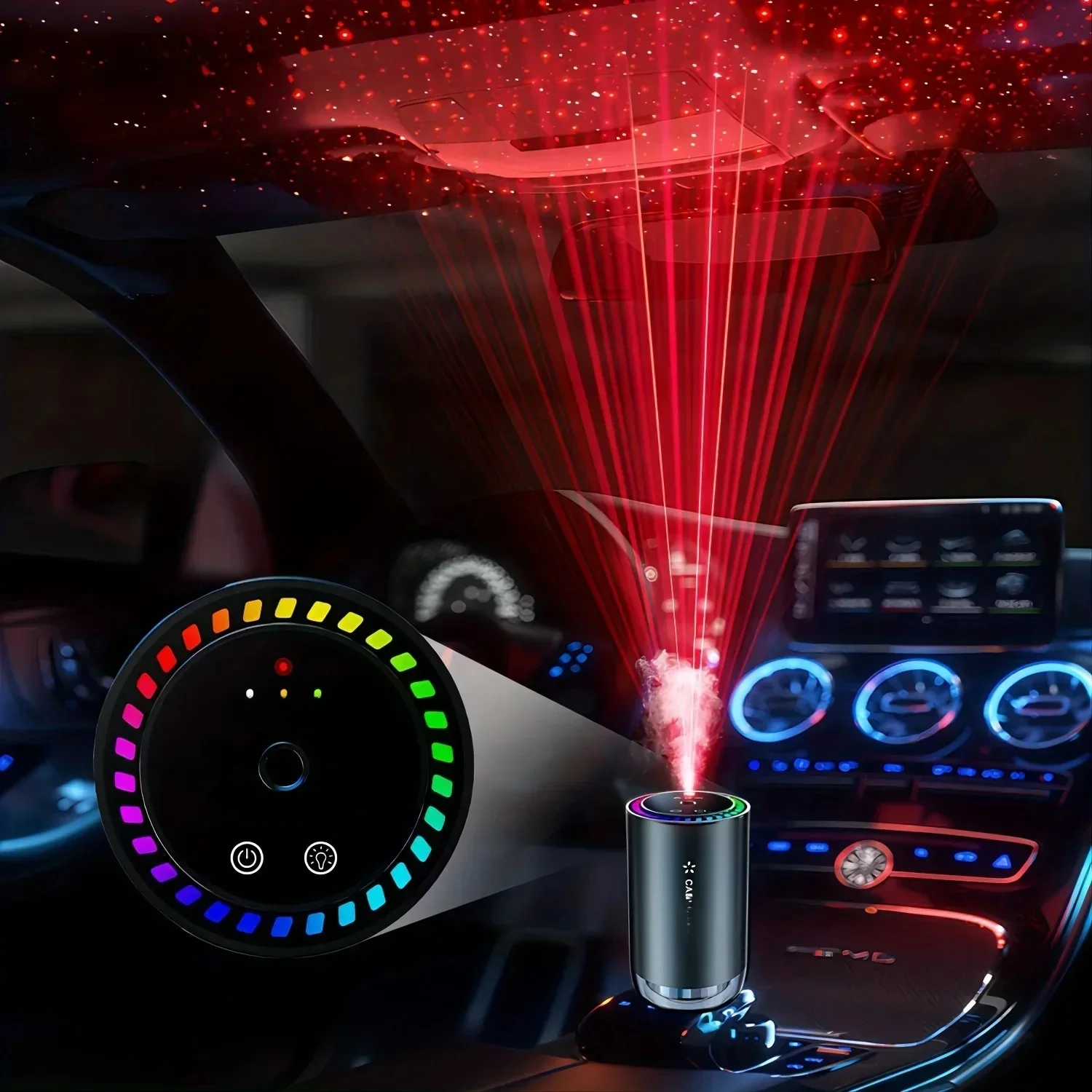 Diffuseur d'arôme de voiture avec parfum, diffuseur d'huile d'aromathérapie avec lumière d'étoile proctive pour parfum de voiture, spray à induction de conduite