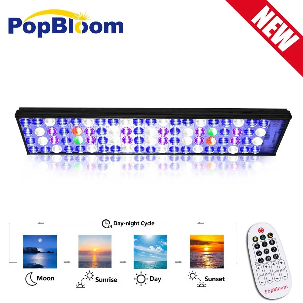 NEW PopBloom Dimmable Marine Aquarium Light Full Spectrum, Saltwater Aquarium Lamp for 55-70cm 24