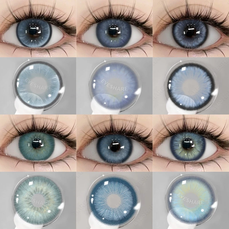 EYESHARE 1 Paar blaue Farbkontaktlinsen für Augen, farbige Linsen, blaue Linsen, natürliche bunte Kontaktlinsen, jährliche Verwendung