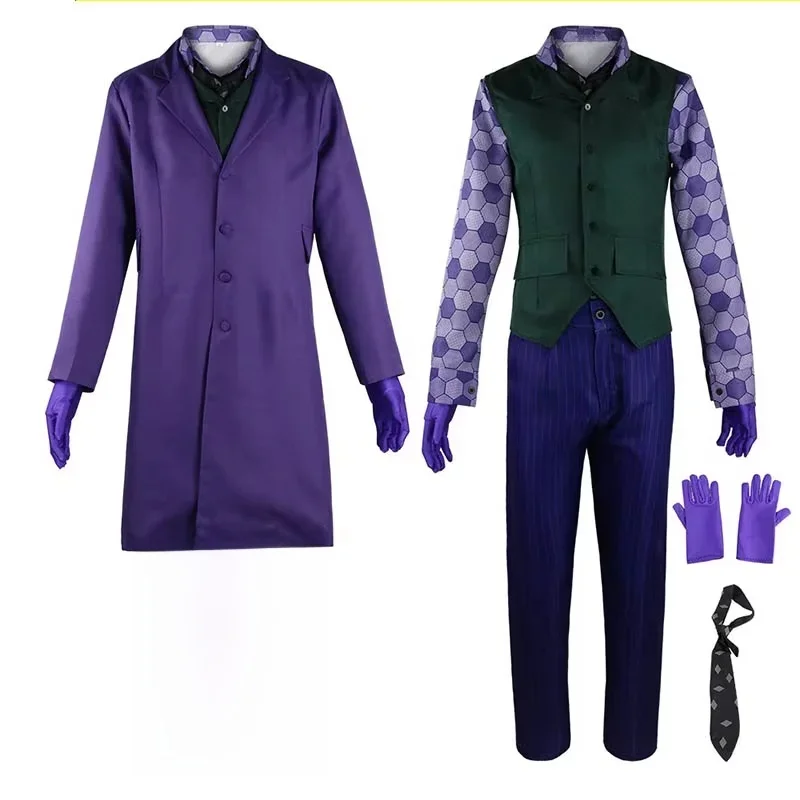 Mannen Clown Cosplay Kostuum Clown volledige set Jas Shirt Vest Stropdas Pak Outfits voor Mannelijke Halloween-kostuums - afbeelding 2
