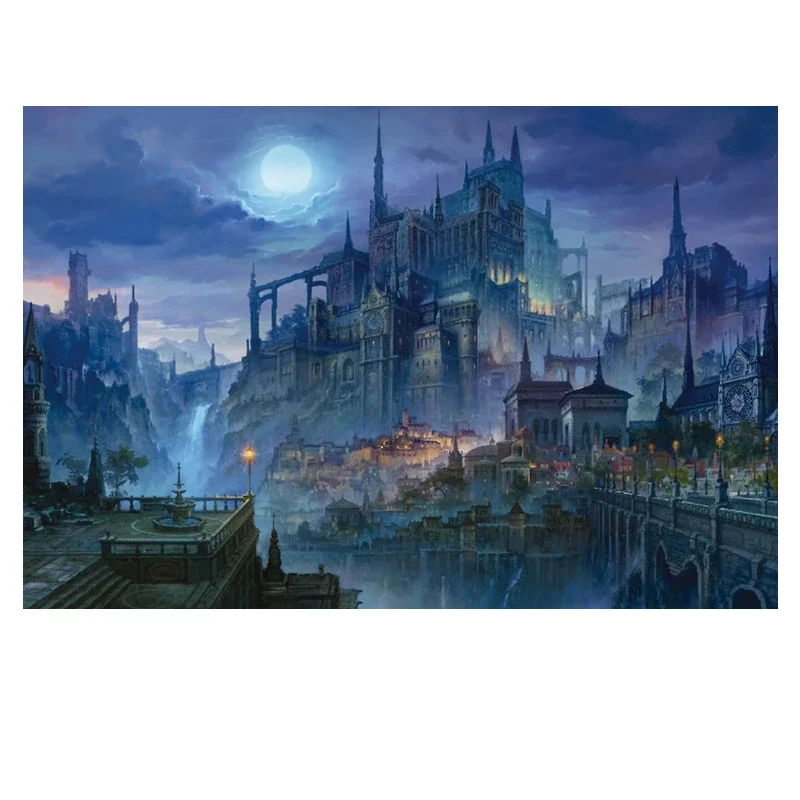 Puzzle pour adultes, 75x50cm, 1000 pièces, château de nuit, belles peintures de paysage, jouets anti-Stress, cadeau de noël
