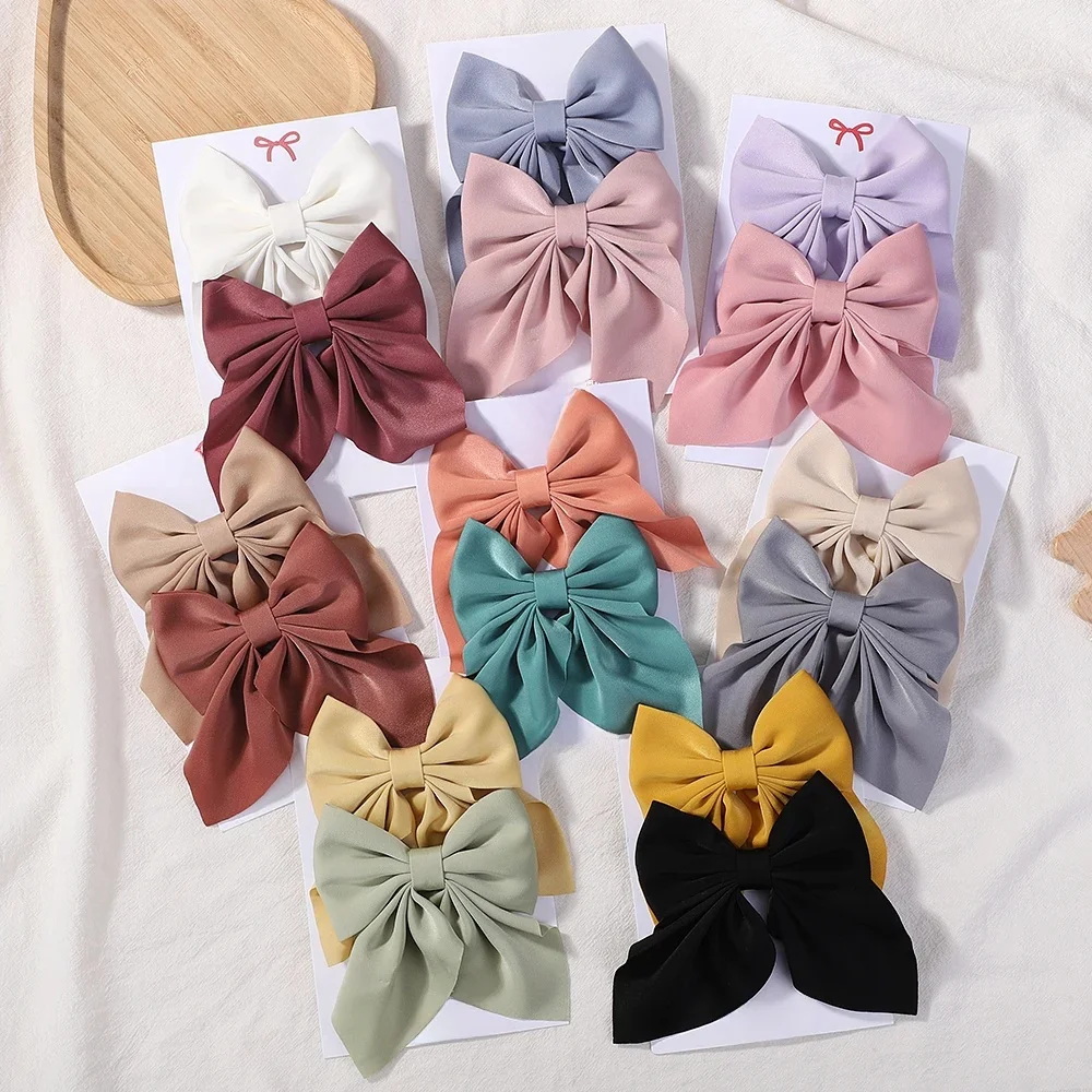 RAINBOW BOWS 2PCS/Lot Grosgrain Ribbon Hair Bows Boutique Hair Clip for Girls Hairgrips New Headwear Kids Hair Accessories Gift — zdjęcie 2