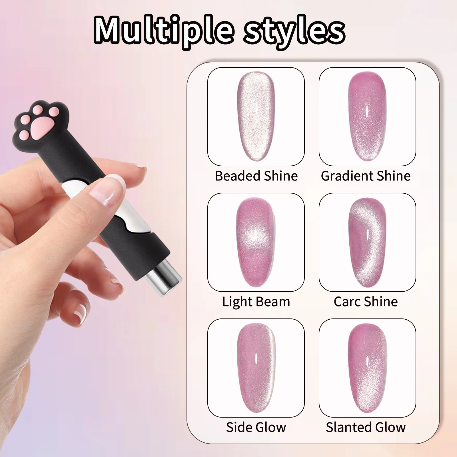 Cat Paw Strong Magnet Stick Nail Art Magnetic Rod for Cat Eye Gel Polish Manicure - Creative Pet-Themed Nail Tool