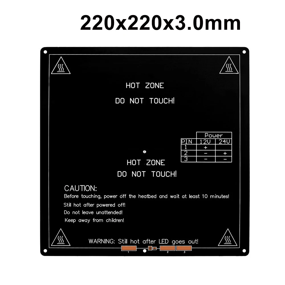 

Hotbed 220x220x3.0mm MK3 Mk2 Heated Bed 12V/24V For Reprap Mendel Hot Bed Platform for Anet A8A6 3D Printer Part Aluminium Plate