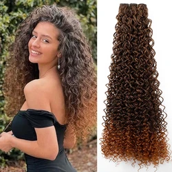 T1B/30 Blonde Jerry Curly Synthetic Hair Extensions Heat Resistant Fiber Bio Human-Like Soft Natural Curly Fake Weave Bundle