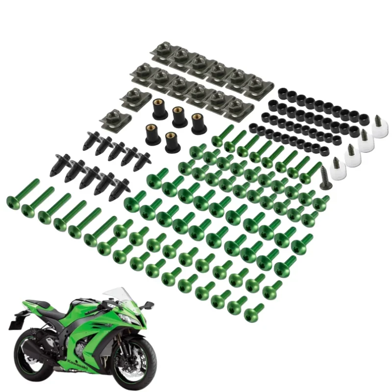 Vis de boulons de carénage complets, 190 pièces, pour Kawasaki ZX6R ZX7R ZX9R ZX10R ZX12R ZX14R Versys 650 Ninja 650R 1000 Z750 Z1000 ZZR600