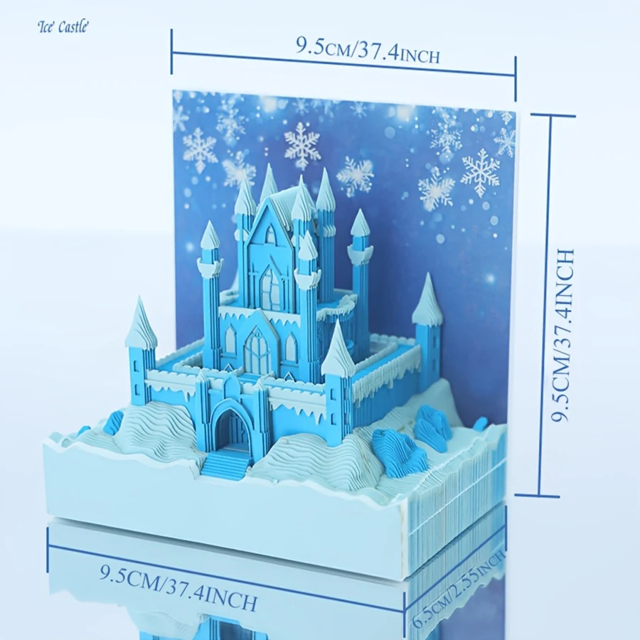 2025 Snow Castle 3D Desk Calendar Pop-Up Castle Monthly Planner Yearly Organizer Sticky Notes to do list Office/Home Desk Decor