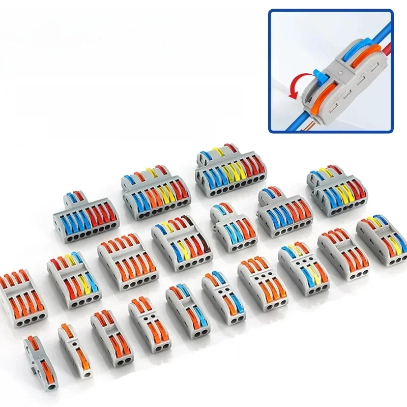Connecteur de fil électrique enfichable 1 entrée à sorties multiples, bornier universel, connecteurs de câbles à câblage rapide pour la connexion de câbles