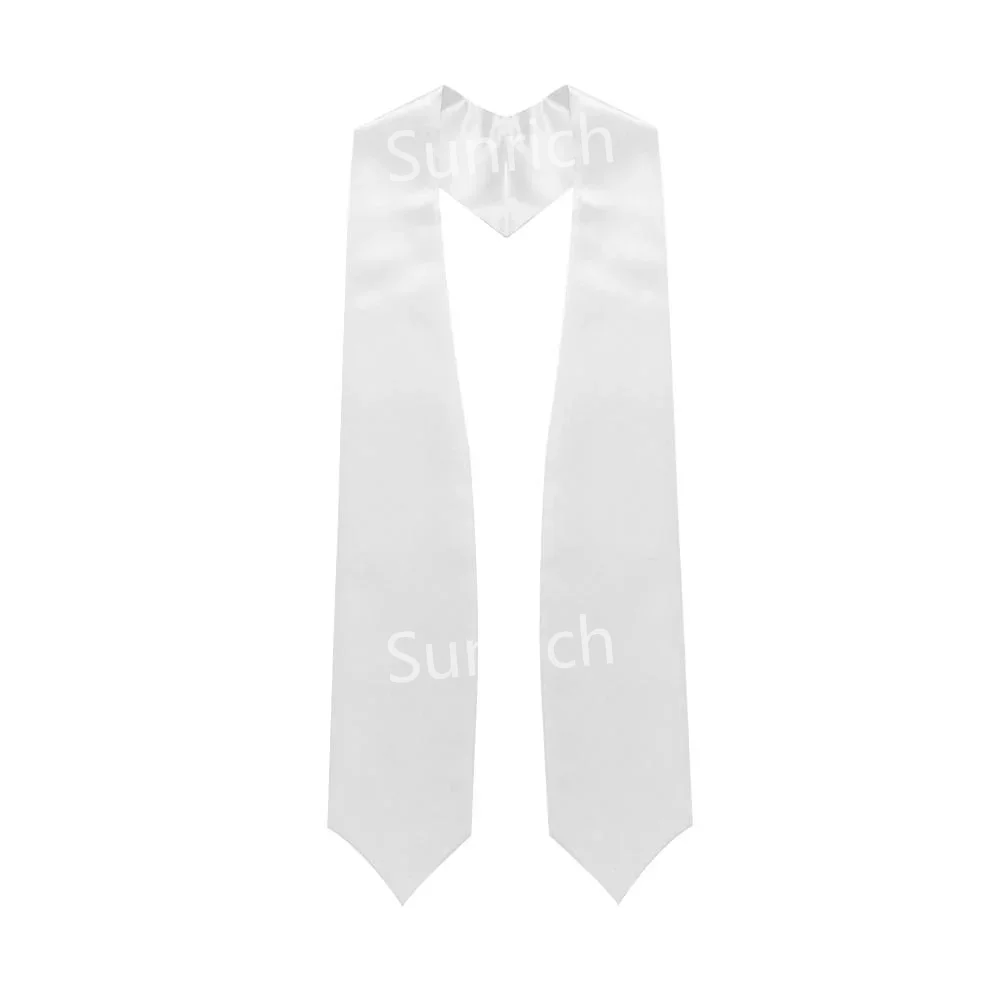 White University & College Graduation Stole Satin Unisex Adult Plain Graduation Stole 72