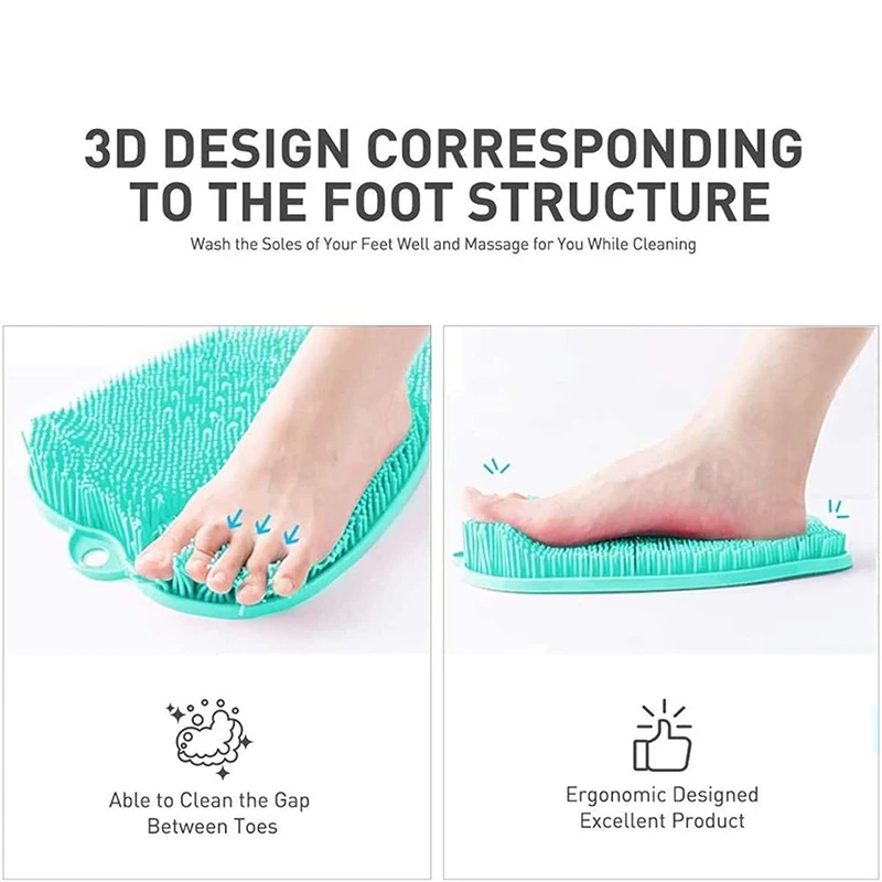 Silicone Foot Massage Mat Brush Bathroom Shower Non-slip Wash Foot Pad Rub Back Body Exfoliating Brush Bathing Cleaning Tool