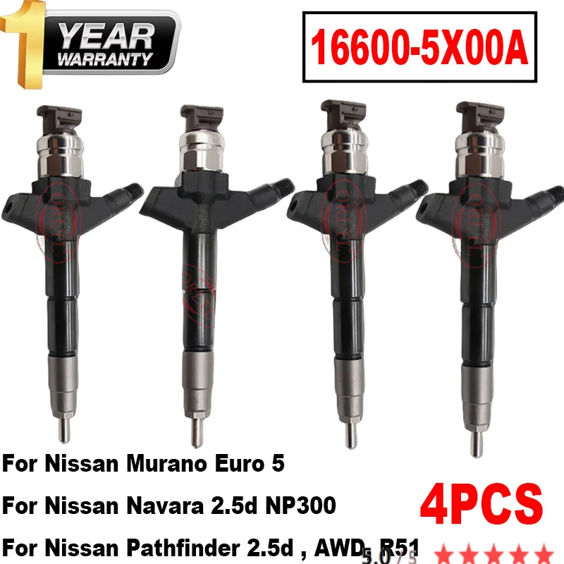 

4pcs 16600-5X00A Diesel Nozzle 16600-5X00D 16600-1AT0A Genuine Fuel Injector NEW 295050-0300 295050-0301 DCRI300300 For Nissan