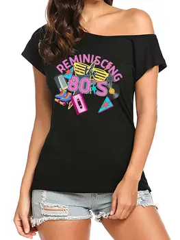 80年代女裝套裝,露肩T卹,新奇霓虹上衣,適合角色扮演 8 最佳銷售 霓虹上衣 - №2